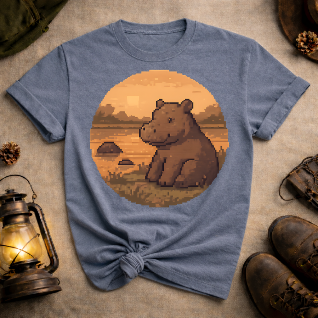 Pixel Art Hippo T-Shirt