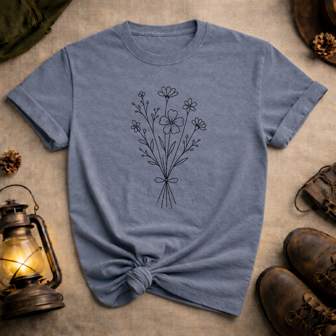 Wildflower Line Art T-Shirt