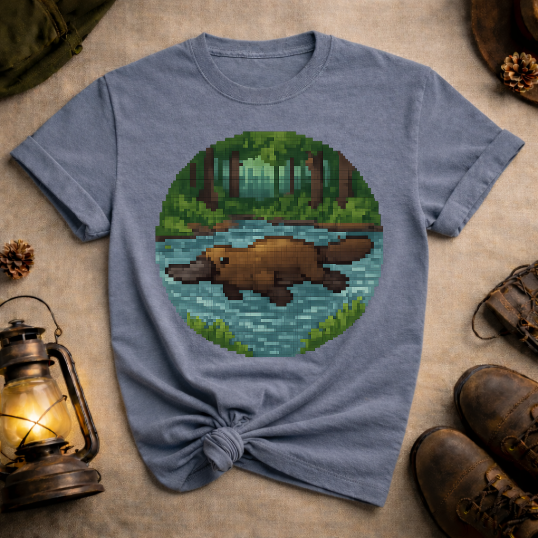 Pixel Art Swimming Platypus T-Shirt