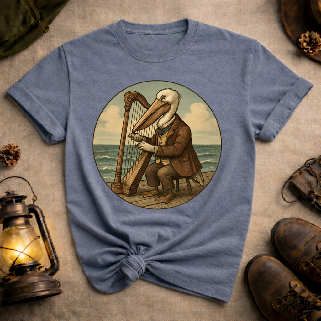 Pelican Playing Harp T-Shirt