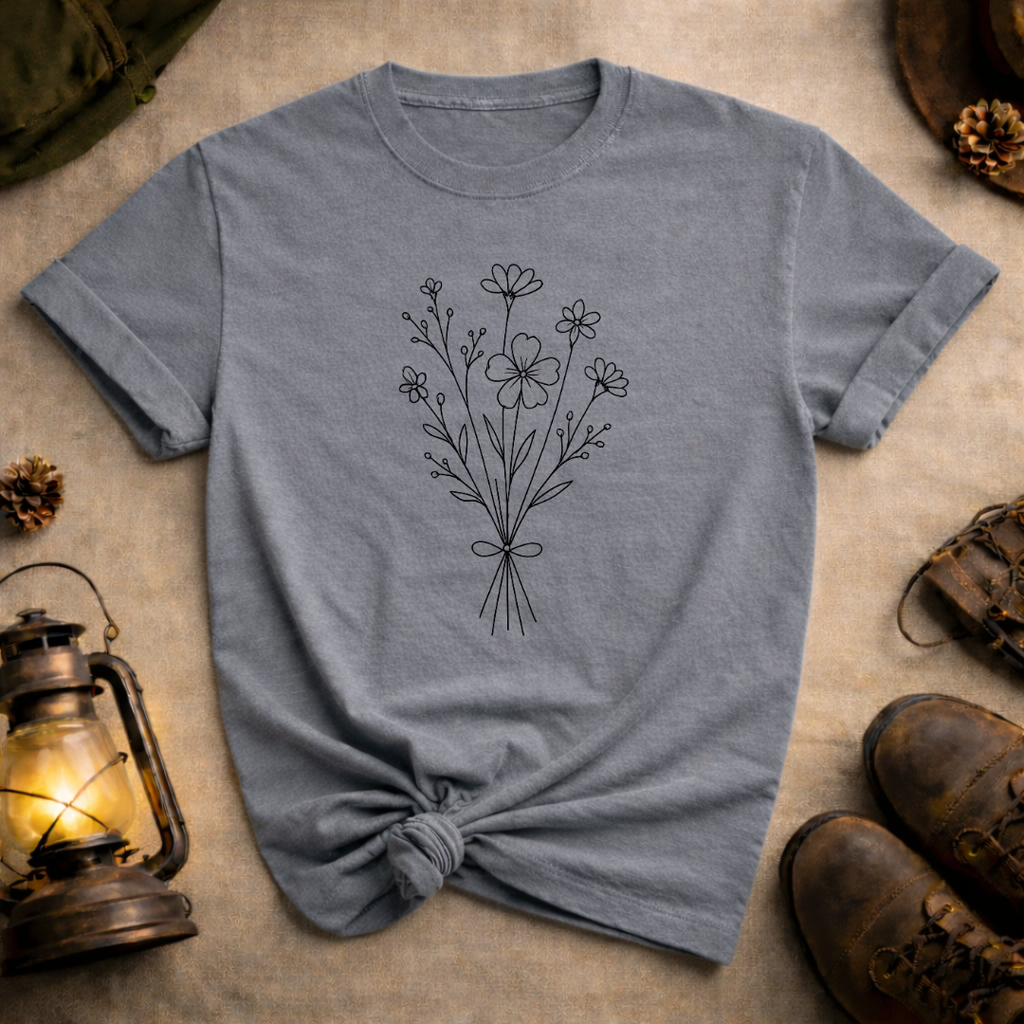 Wildflower Line Art T-Shirt
