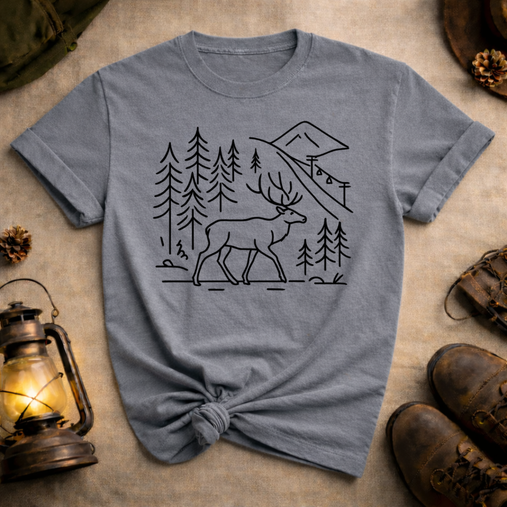 Elk Line Art T-Shirt
