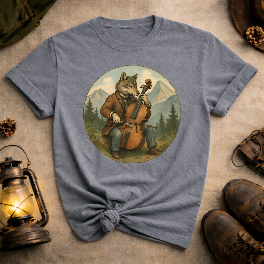 Wolf Playing Cello T-Shirt