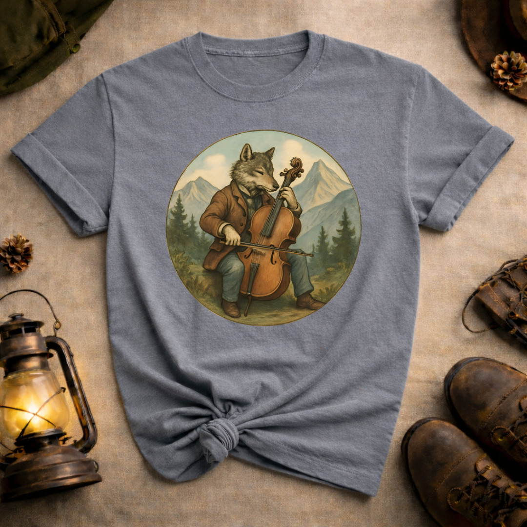 Wolf Playing Cello T-Shirt