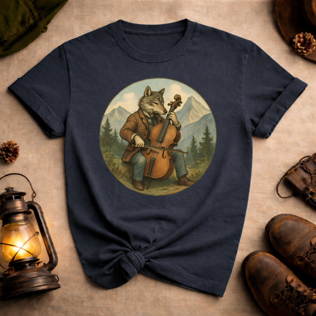 Wolf Playing Cello T-Shirt