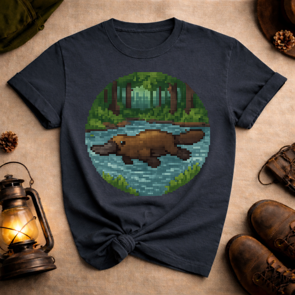 Pixel Art Swimming Platypus T-Shirt