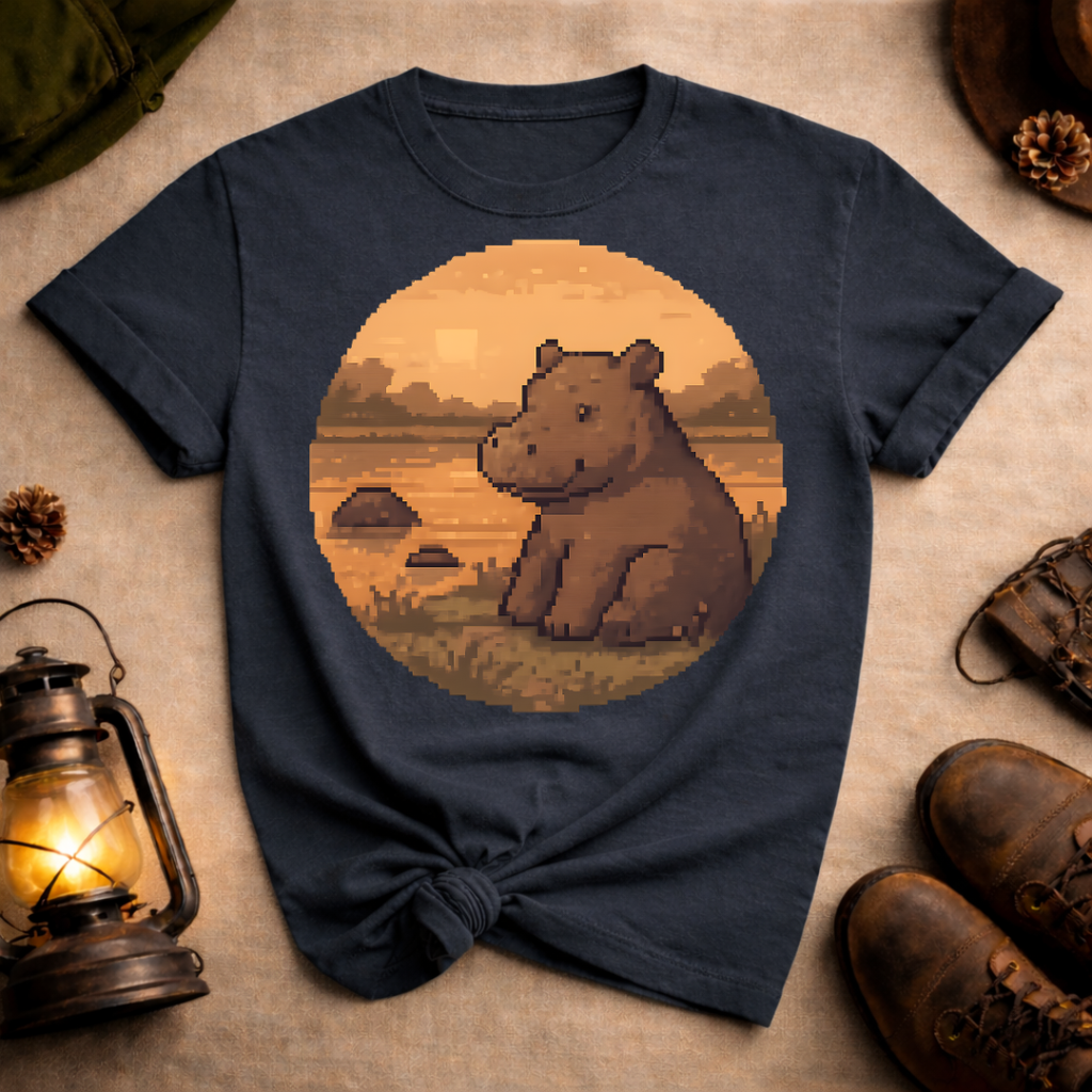 Pixel Art Hippo T-Shirt