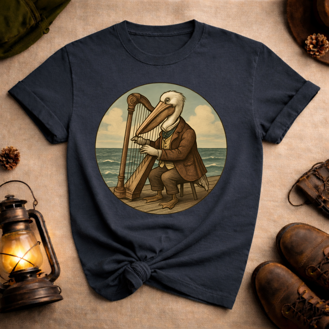 Pelican Playing Harp T-Shirt