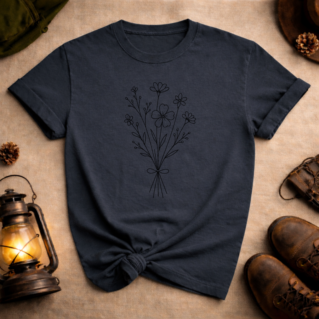 Wildflower Line Art T-Shirt