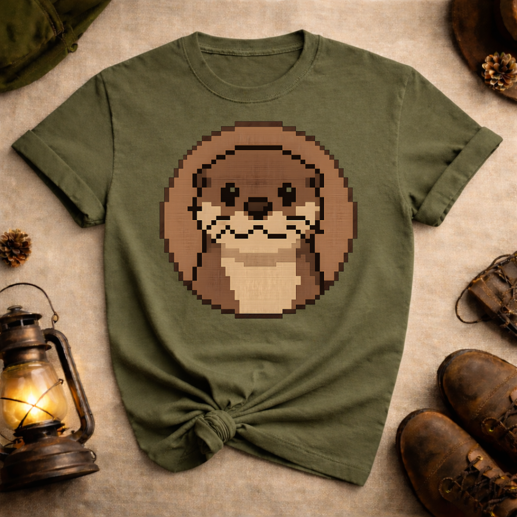 Pixel Art Otter Face T-Shirt