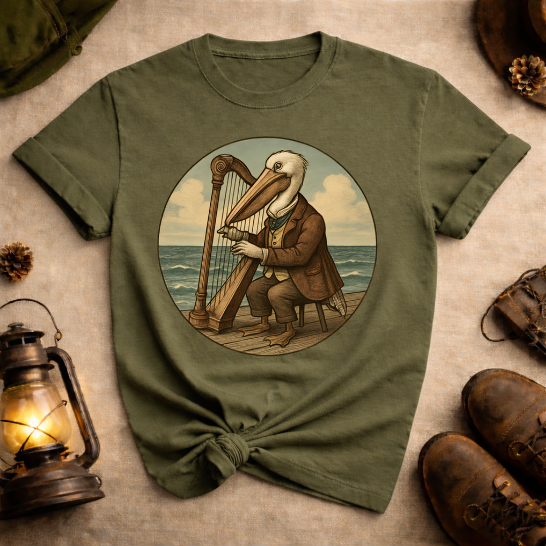Pelican Playing Harp T-Shirt