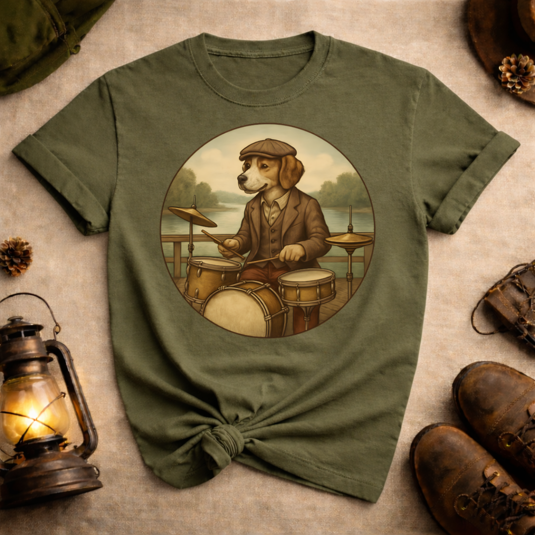 Dog Playing Drums T-Shirt