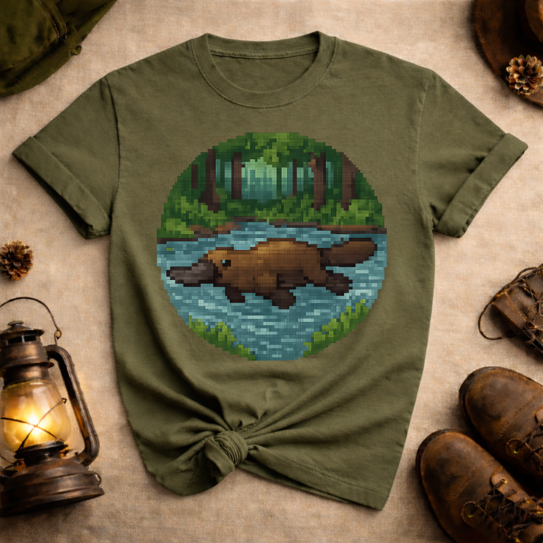 Pixel Art Swimming Platypus T-Shirt