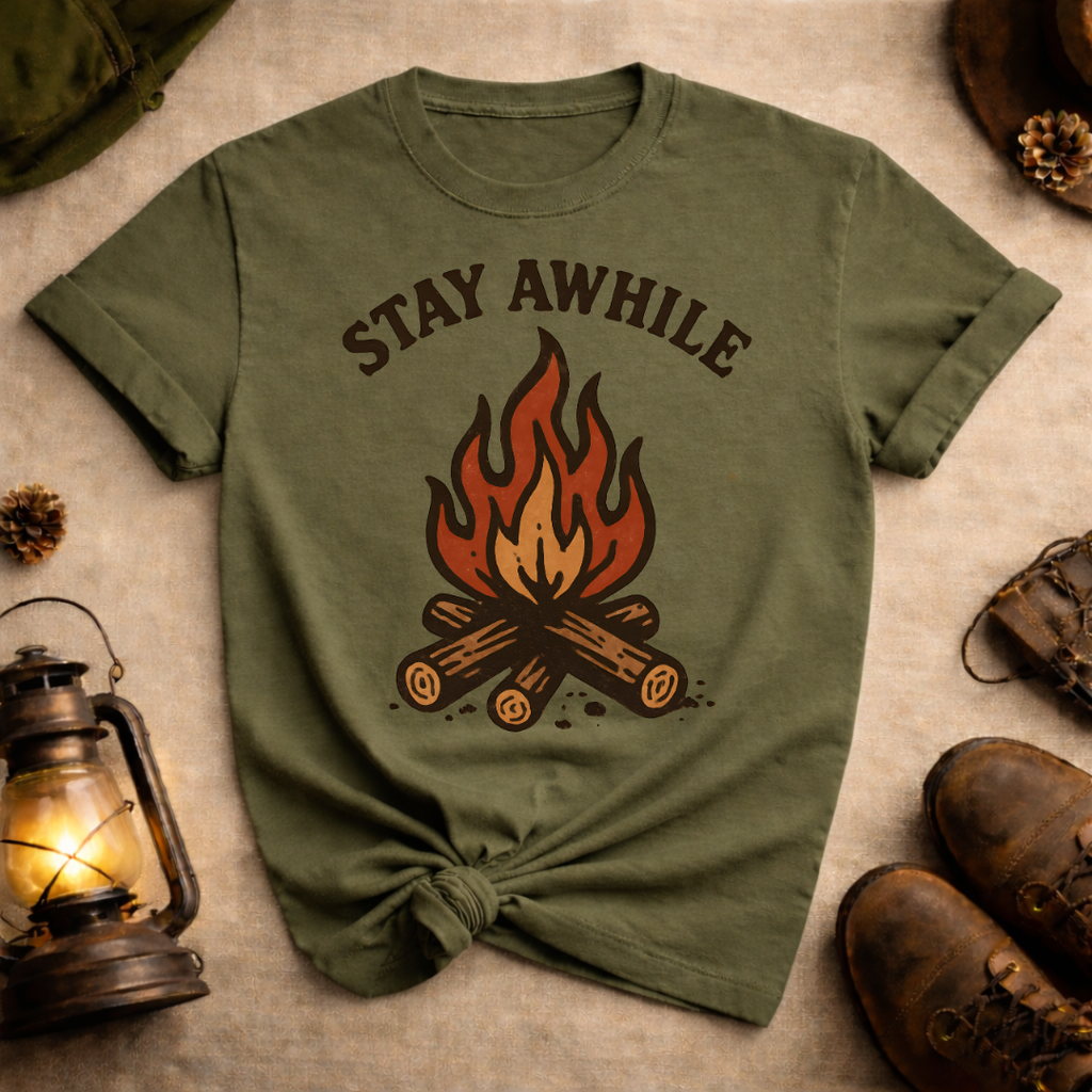Stay Awhile Campfire T-Shirt