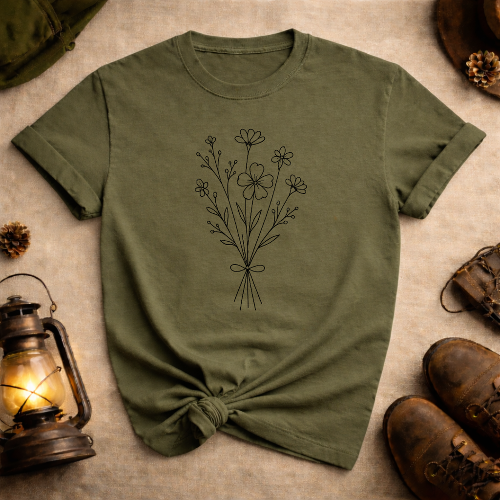 Wildflower Line Art T-Shirt