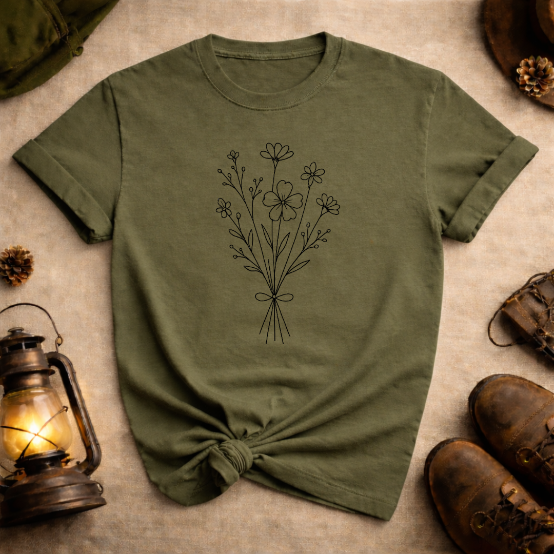 Wildflower Line Art T-Shirt