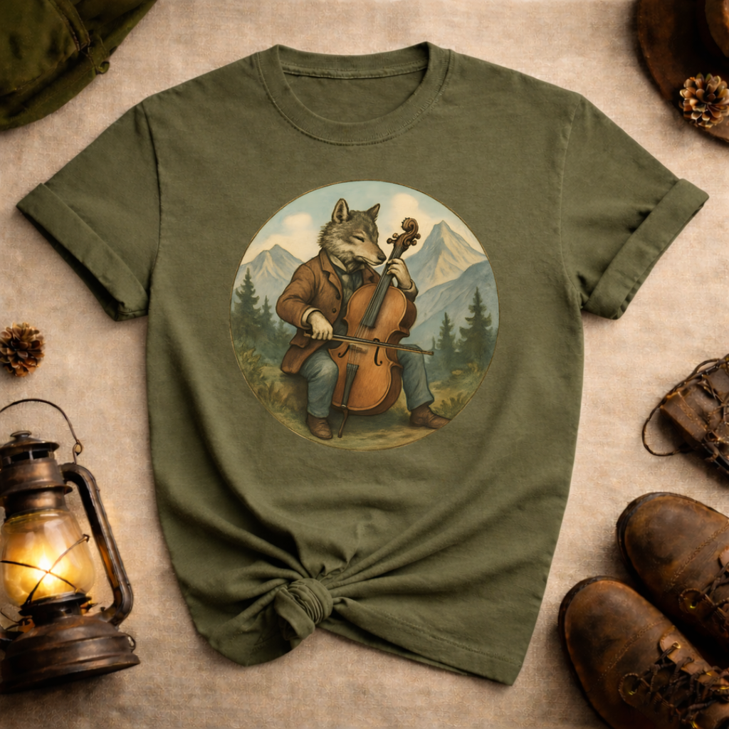 Wolf Playing Cello T-Shirt