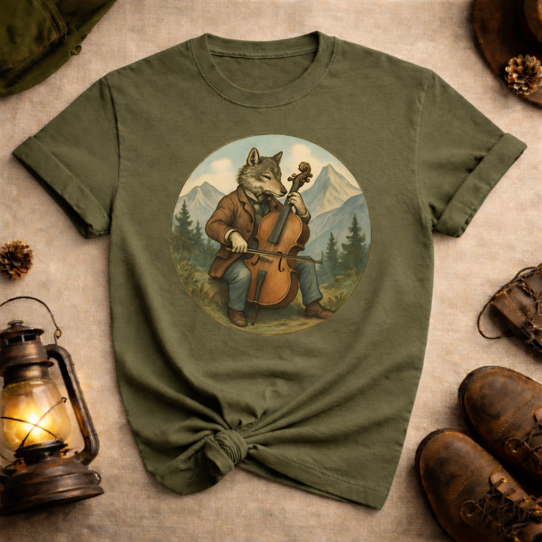 Wolf Playing Cello T-Shirt