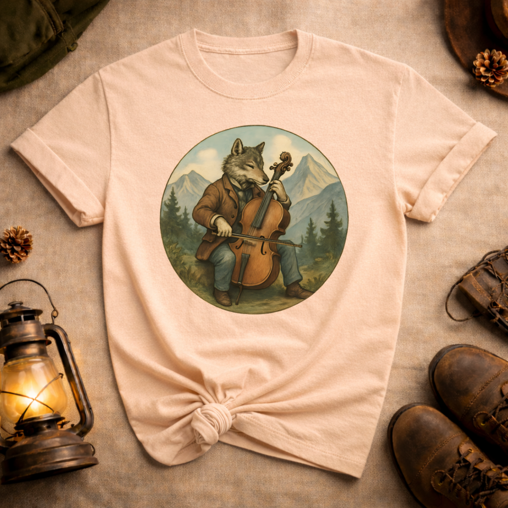 Wolf Playing Cello T-Shirt