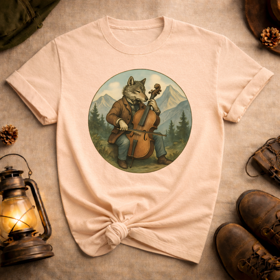 Wolf Playing Cello T-Shirt