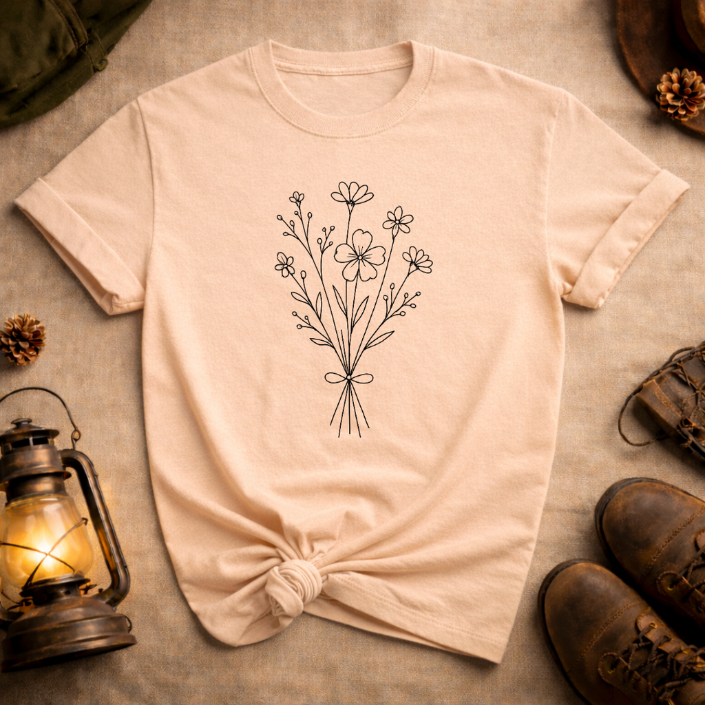 Wildflower Line Art T-Shirt