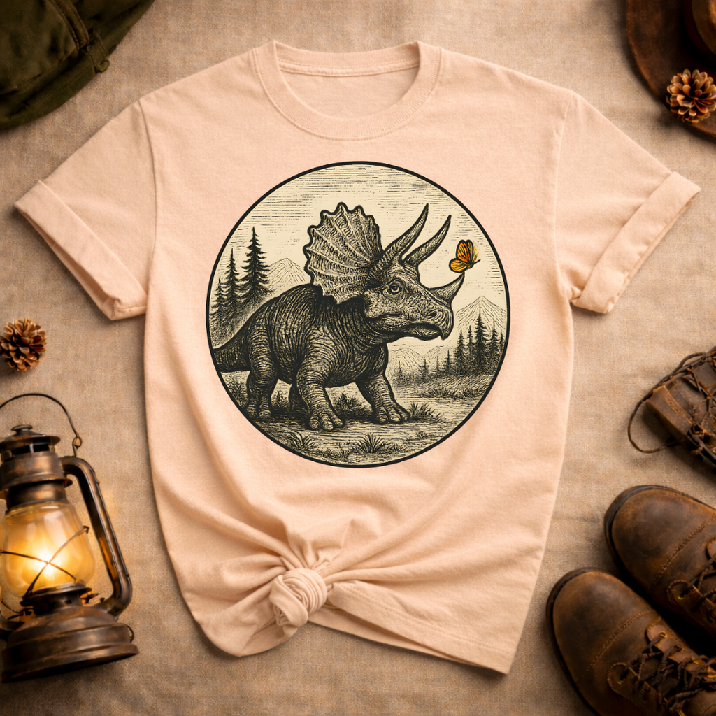 Triceratops with Butterfly T-Shirt