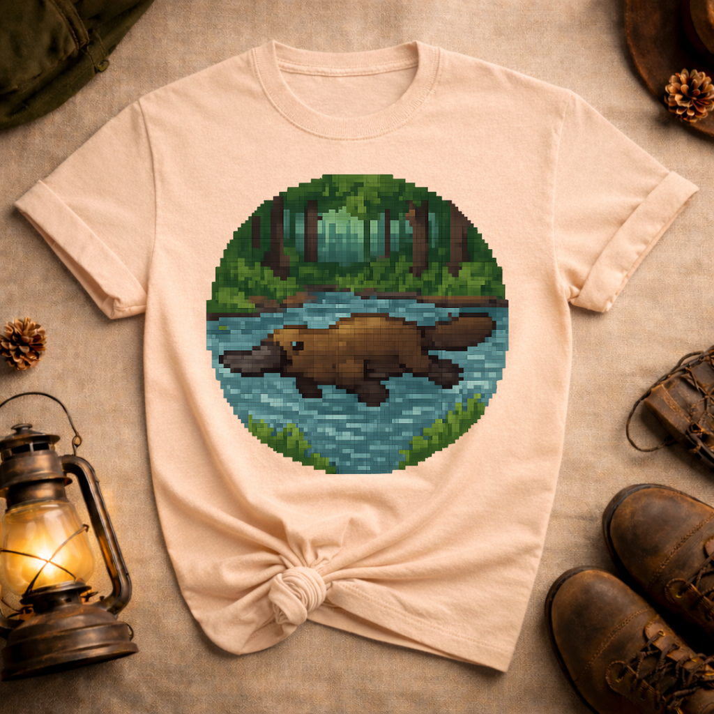 Pixel Art Swimming Platypus T-Shirt