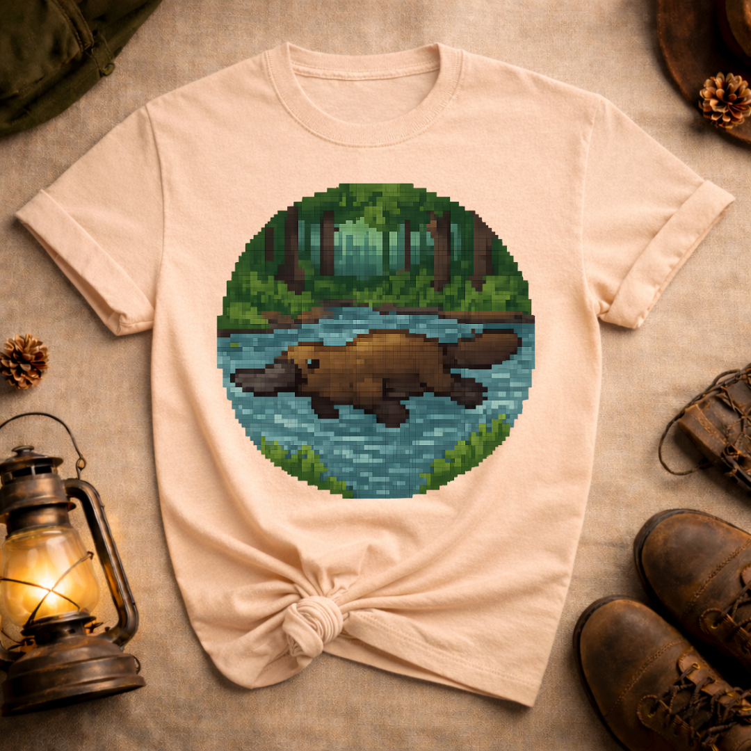 Pixel Art Swimming Platypus T-Shirt