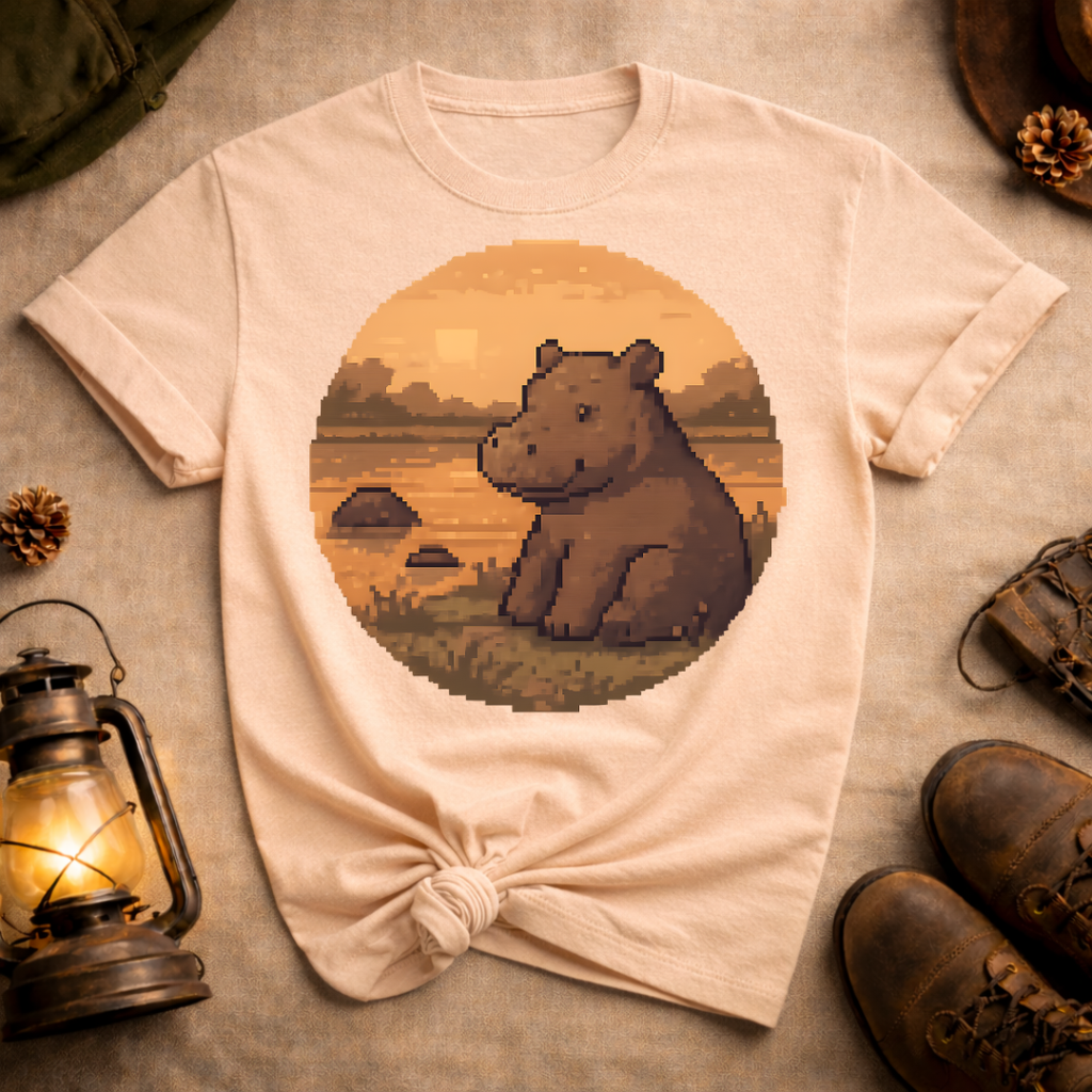 Pixel Art Hippo T-Shirt