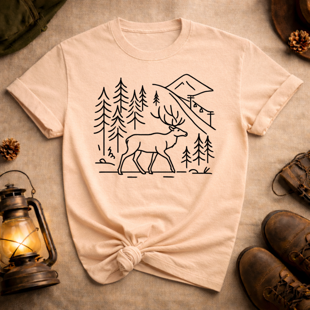Elk Line Art T-Shirt
