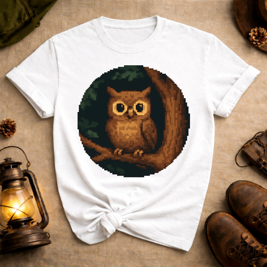 Pixel Art Owl T-Shirt