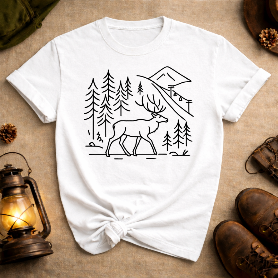 Elk Line Art T-Shirt