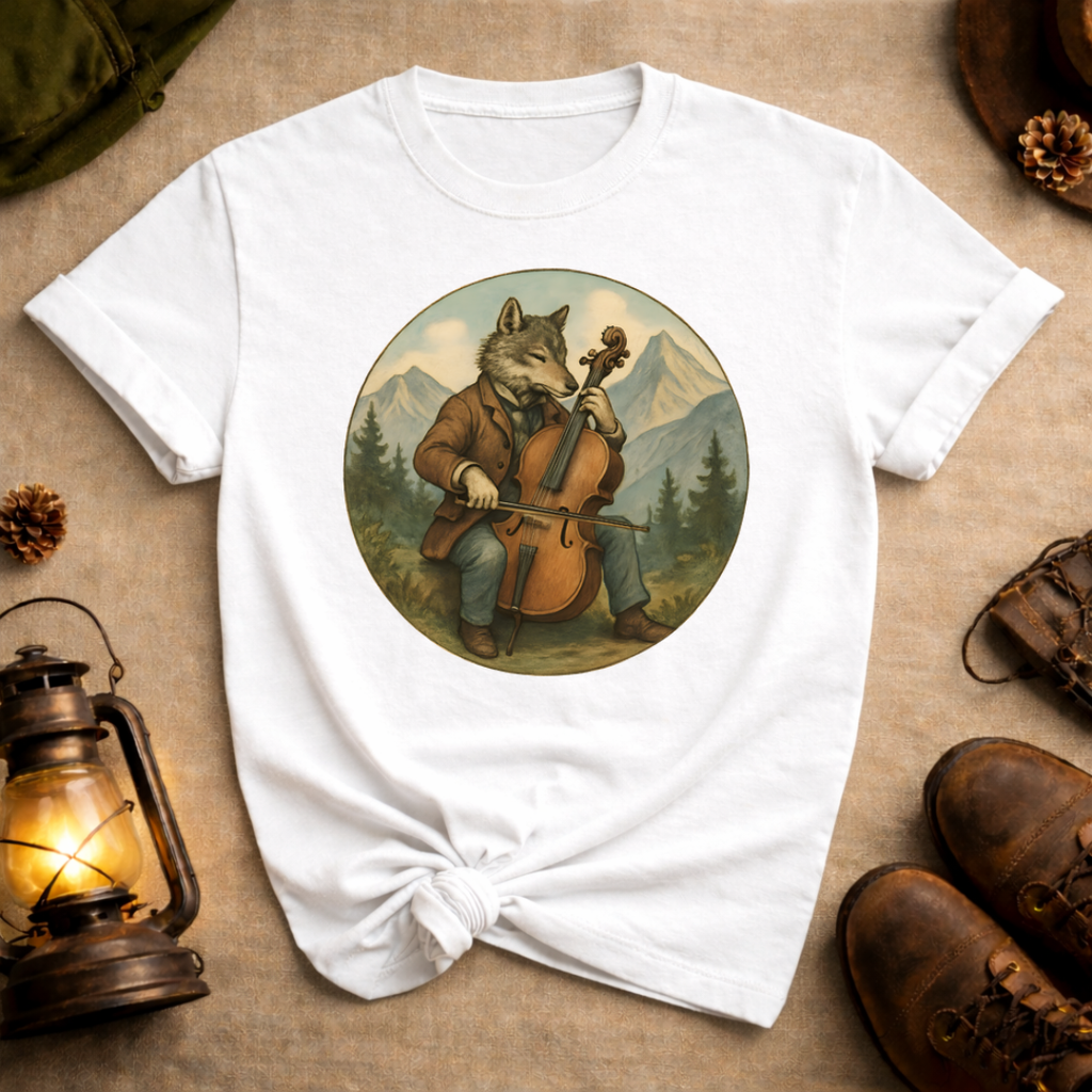 Wolf Playing Cello T-Shirt