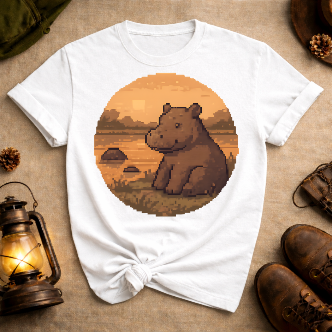 Pixel Art Hippo T-Shirt