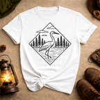 Crane Line Art T-Shirt
