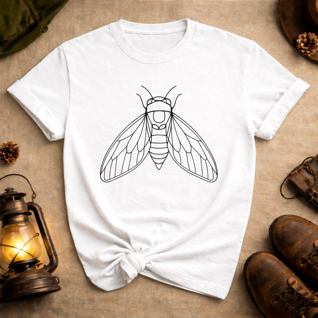 Line Art Cicada T-Shirt
