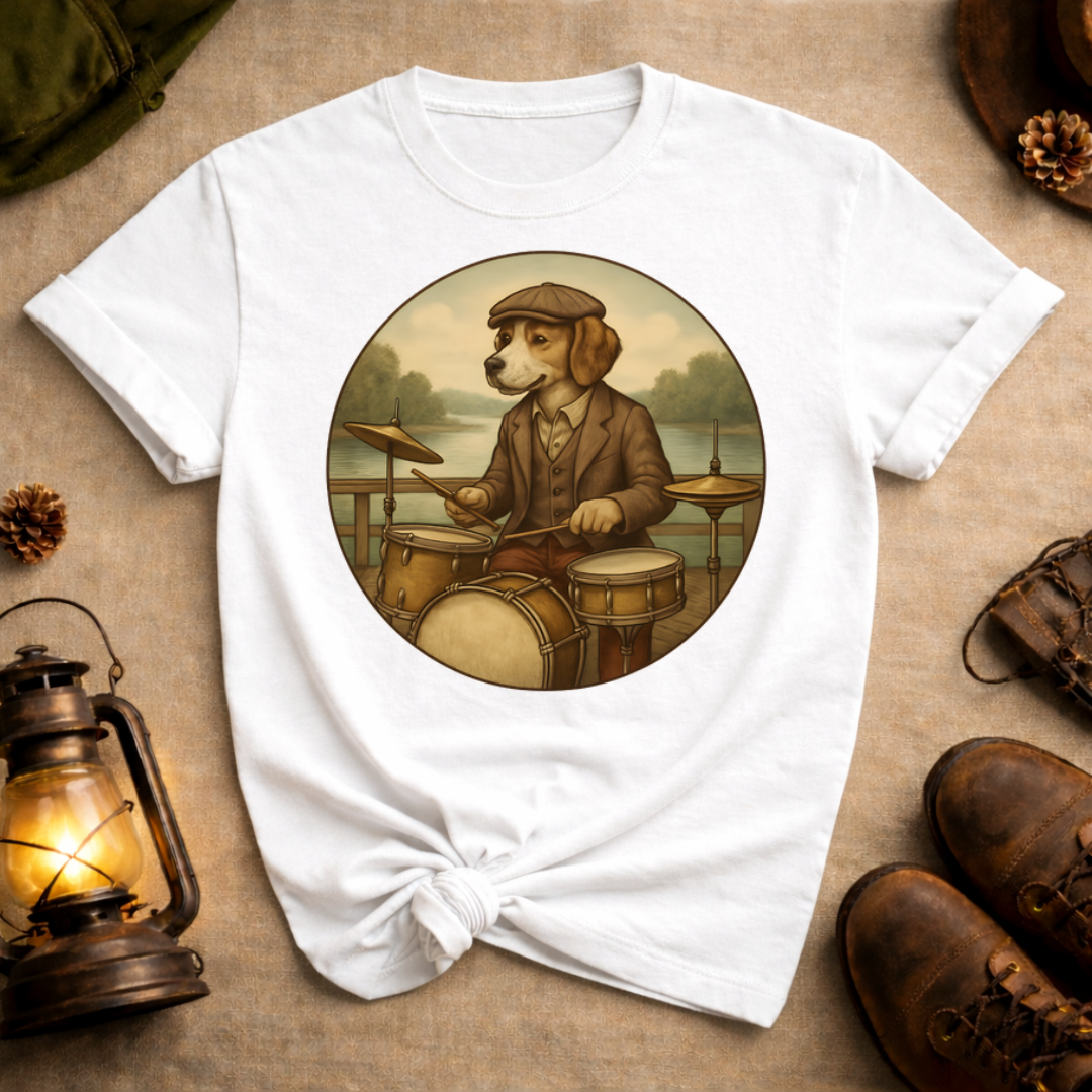 Dog Playing Drums T-Shirt